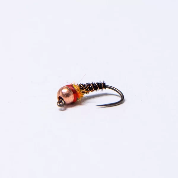 Copper tungsten pheasant's tail black euro nymph jig barbless (price for 12 flies)