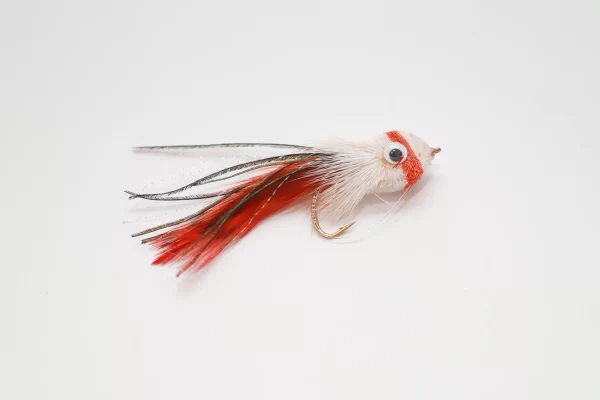 Flat Cut Deer Hair Bass bug White and Orange (Price for 4 flies)
