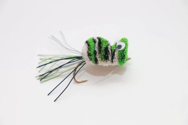 White Green Deer Hair Hula Popper (price for 4 Flies)