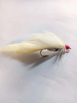White Zonker with PInk Cone bead (price for 12 flies)