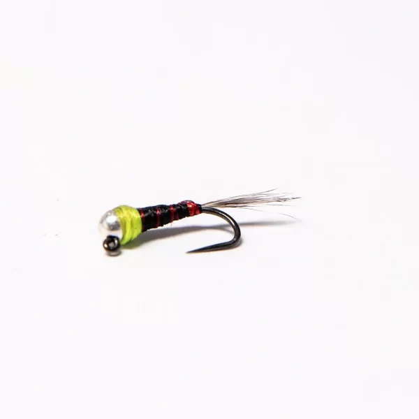 siliver tungsten red-tipped black perdigon (price for 12 flies)