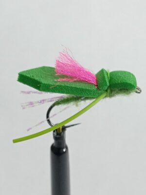 Cicada Green with pink Indicator dry fly (price for 12 flies)