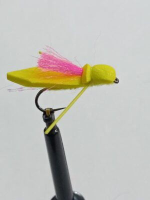 Cicada yellow with Pink indicator dry fly (price for 12 flies)