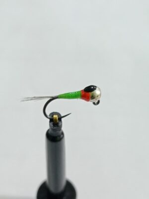 Green and red Silver tungsten perdidon nymph (price for 12 flies)