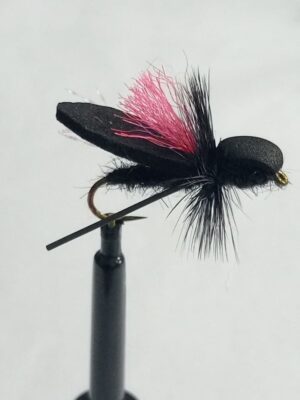 Hackled Cicada Black with pink Indicator fly (price for 12 flies)