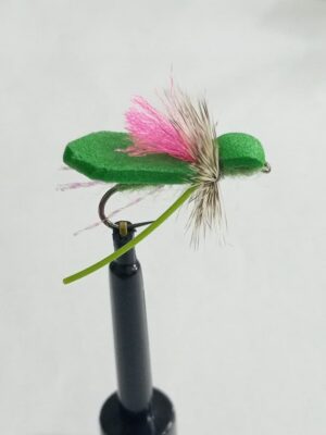 Hackled Cicada Green with pink Indicator fly (price for 12 flies)