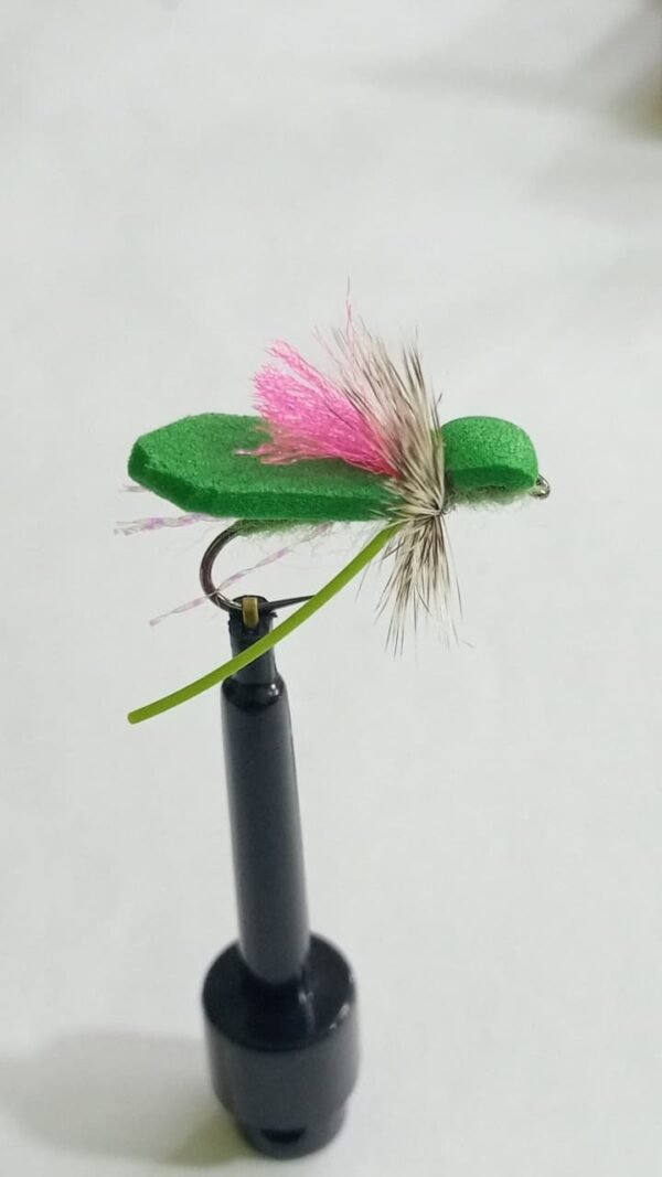 Hackled Cicada Green with pink Indicator fly (price for 12 flies ...