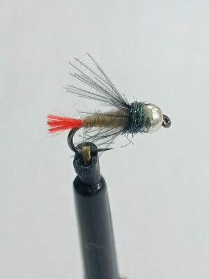 Silver Tungsten hare's ear black CDC Perdigon nymph (price for 12 flies)