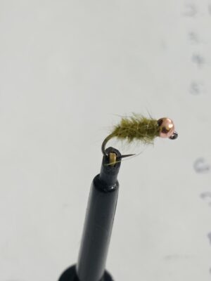 Walt's worm olive with Pink metallic tungsten bead (price for 12 flies)