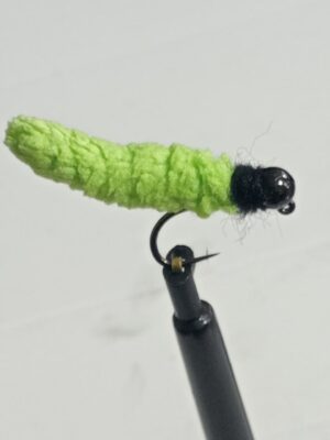 Black tungsten Chartreuse Mop fly on a jig hook (price for 12 flies)