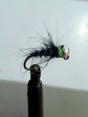 Walt's worm black with green spot fly nymph (price for 12 flies)